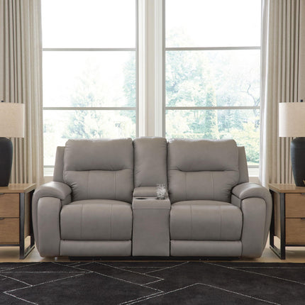 Real Moments - Power Reclining Loveseat With Audio Seating - Ash