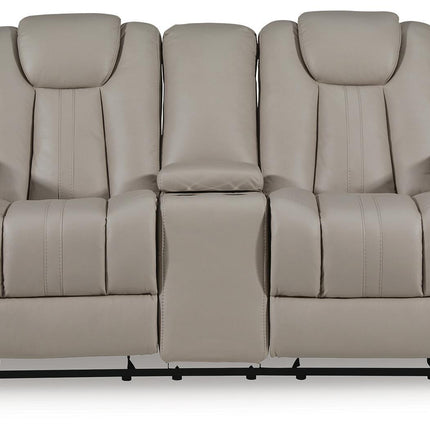 Elevate Edges - Glide Reclining Loveseat With Console - Coin