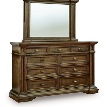 Frantanna - 3 Pc. - Queen Panel Storage Bed, Dresser And Mirror - Brown