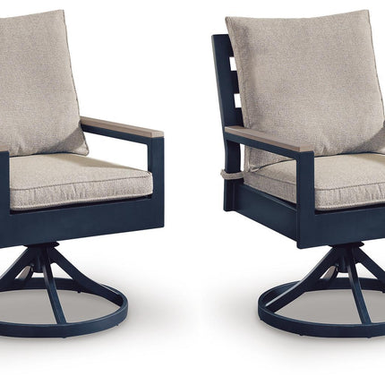 East Beach - Swivel Chair With Cushion (Set of 2) - Blue