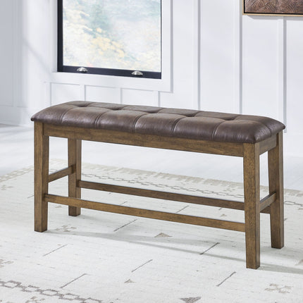 Urbinforte - Double Counter Height Upholstered Bench - Light Brown