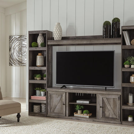 Wynnlow - 4-Piece Entertainment Center With LG TV Stand W/Fireplace Option - Gray
