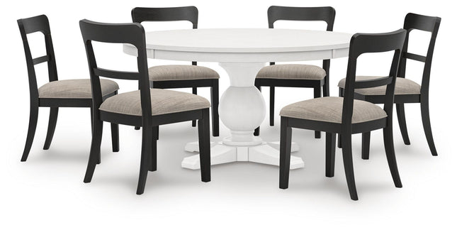 Greddinton - Round Dining Table Set - Black Chairs