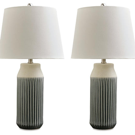 Afener - Ceramic Table Lamp (Set of 2) - Blue / Beige