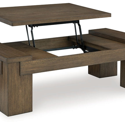 Rosswain - Lift Top Cocktail Table - Warm Brown