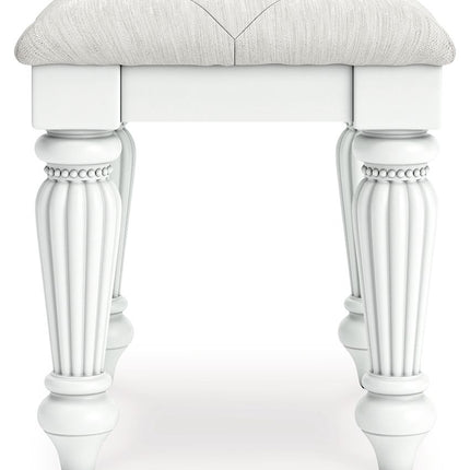 Kozlani - Vanity Upholstered Stool - White