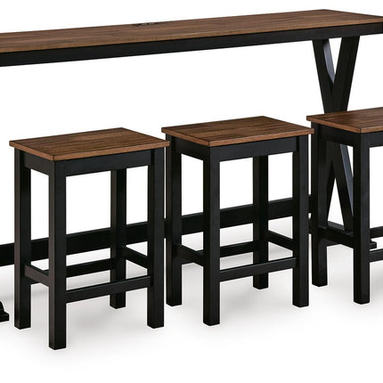 Wildenauer - Rectangular Dining Room Counter Table Set (Set of 4) - Brown / Black