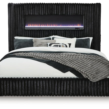 Tayleena - Upholstered Bed With Fireplace And Wireless Audio
