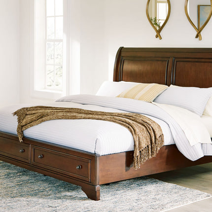 Trellington - King Sleigh Storage Bed - Brown