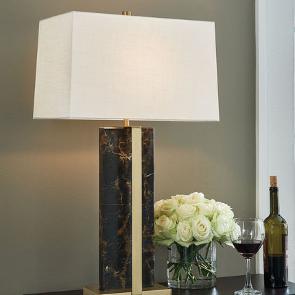 Neonish - Marble Table Lamp - Black / Gold Finish
