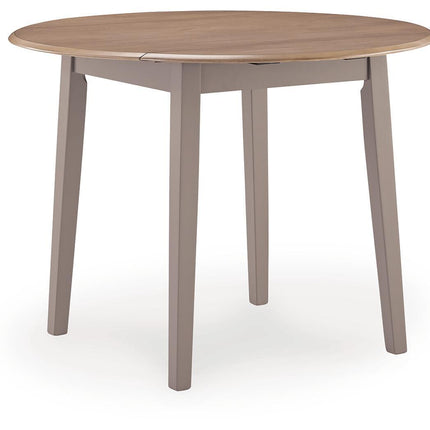 Harperfeld - Round Dining Room Drop Leaf Table - Natural / Gray