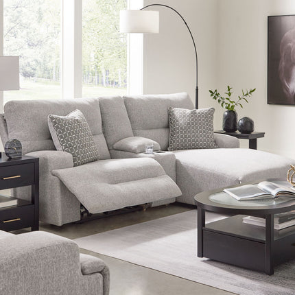 Acklen Place - 4 Pc. - 3-Piece Power Reclining Sectional Sofa With Raf Chaise, Wide Seat Power Recliner - Pewter