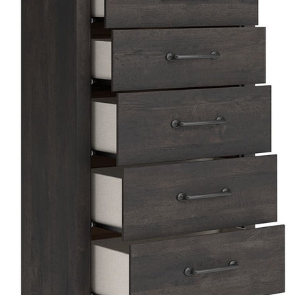 Hollivern - Five Drawer Chest - Dark Gray
