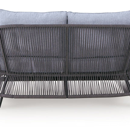 Bridges Beach - Loveseat, Lounge Chairs, Table Set (Set of 4) - Gray