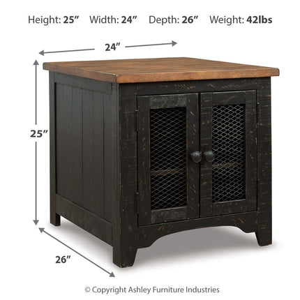 Valebeck - Rectangular End Table - Black / Brown