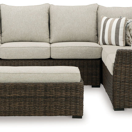 Brook Ranch - Sofa Sectional, Bench With Cushion (Set of 3) - Brown