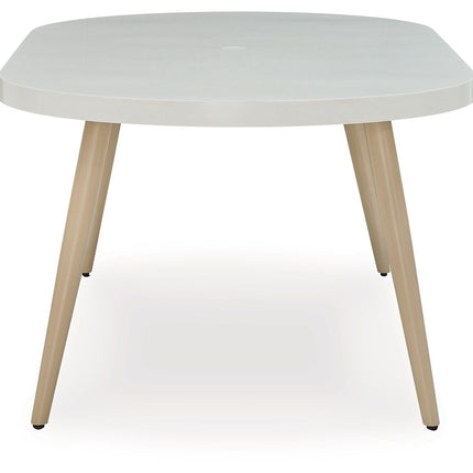 Seton Creek - Oval Dining Table With Umb Opt - White