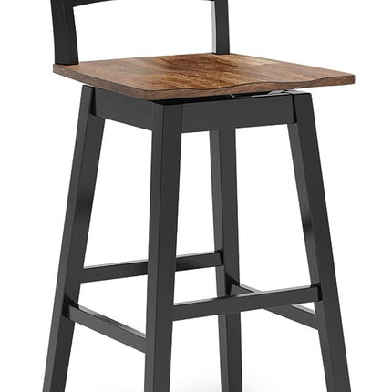 Wildenauer - Tall Swivel Barstool (Set of 2) - Brown / Black