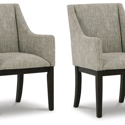 Burkhaus - Dining UPH Arm Chair (Set of 2) - Beige / Dark Brown