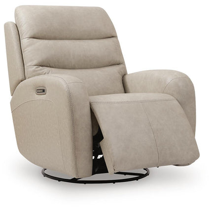Motion-Max - Swivel Glider Power Recliner - Stonewash