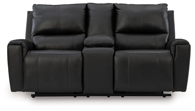 Glossmore - Reclining Loveseat With Console - Black