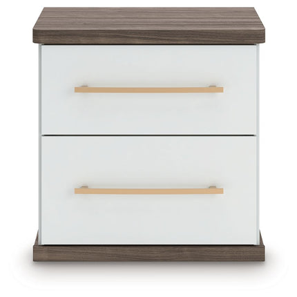 Kendanport - Two Drawer Night Stand - Brown / White