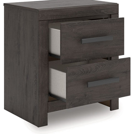 Prendonea - Two Drawer Night Stand - Charcoal