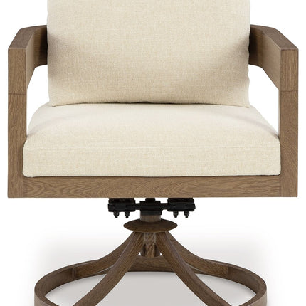 Serene Bay - Swivel Chair With Cushion (Set of 2) - Dark Brown / White