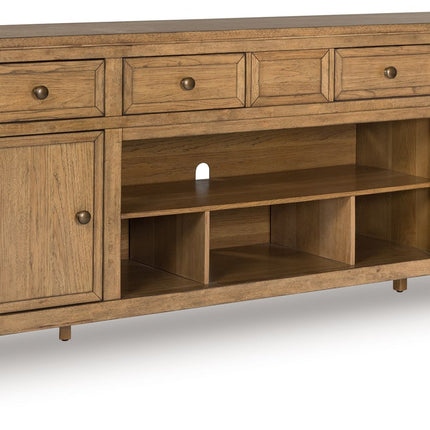 Sharlance - XL TV Stand With Fireplace Option - Light Brown