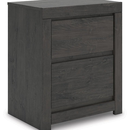 Fraluna - Two Drawer Night Stand - Charcoal
