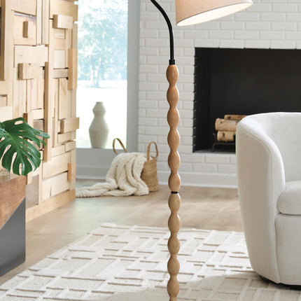 Corinwell - Wood Floor Lamp - Brown / Black