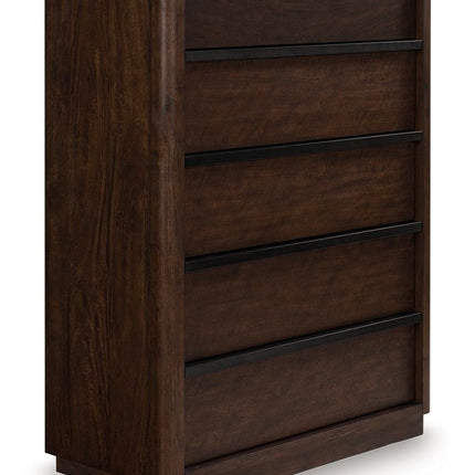 Dilenno - Five Drawer Chest - Dark Brown