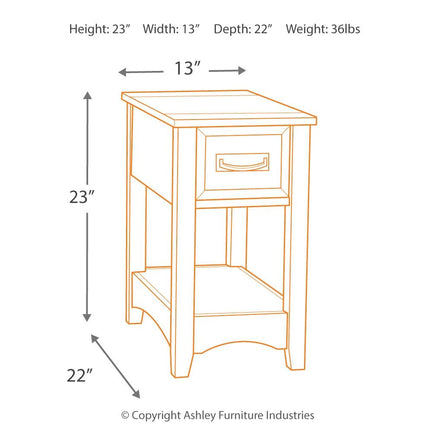 Breegin - Chair Side End Table - 1 Drawer - Brown