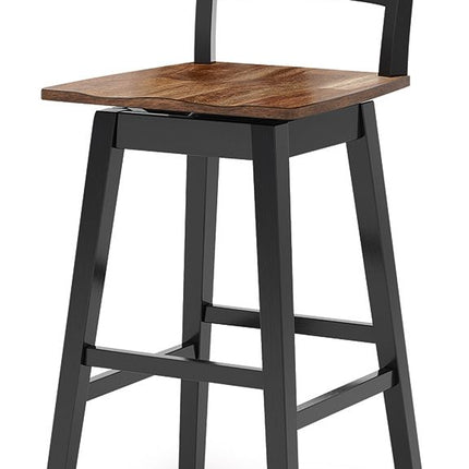 Wildenauer - Tall Swivel Barstool (Set of 2) - Brown / Black