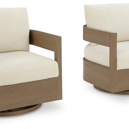 Serene Bay - Swivel Glider Chair With Cushion - Dark Brown / White