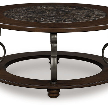 Frallyn - Round Cocktail Table - Dark Brown
