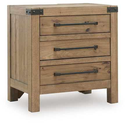 Ridgester - Three Drawer Night Stand - Light Brown