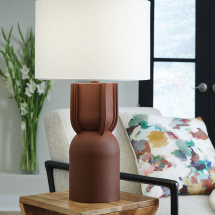 Rowandale - Metal Table Lamp - Brick Red