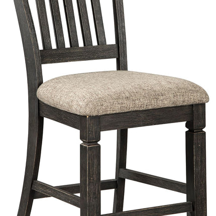 Tyler Creek - Upholstered Barstool (Set of 2) - Black / Grayish Brown