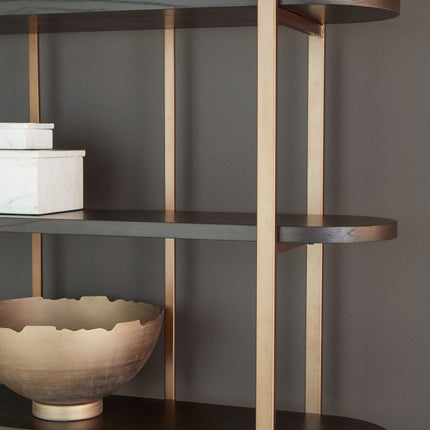 Brentmour - Bookcase - Brown / Gold Finish