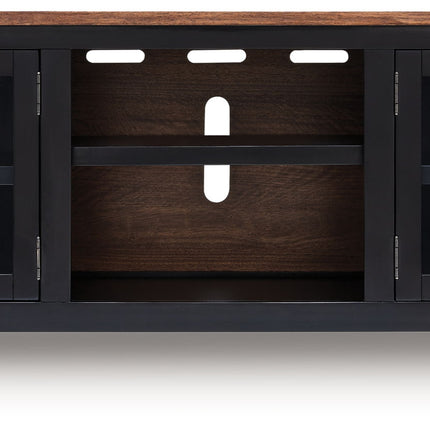 Wildenauer - XL TV Stand With Fireplace Option - Brown / Black