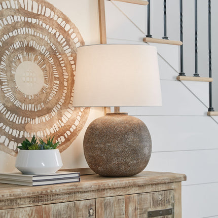 Neavesboro - Metal Table Lamp - Antique Brown / White