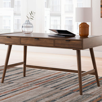 Lyncott - 3 Pc. - Home Office Desk, Chair, Bookcase - Brown