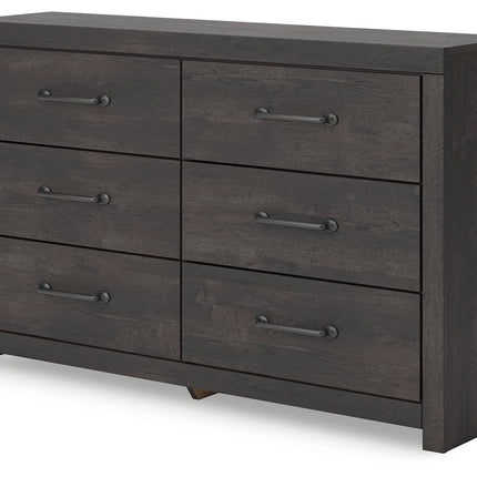 Hollivern - Six Drawer Dresser - Dark Gray