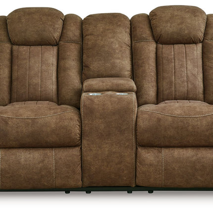 Wolfridge - Power Reclining Loveseat With Console /Adj Hdrst - Brindle