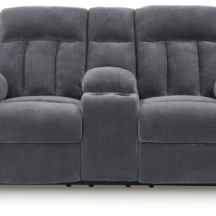 Observation - Double Reclining Power Loveseat With Console - Steel
