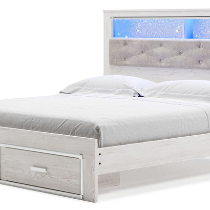 Altyra - King Upholstered Bookcase Bed With Storage - White