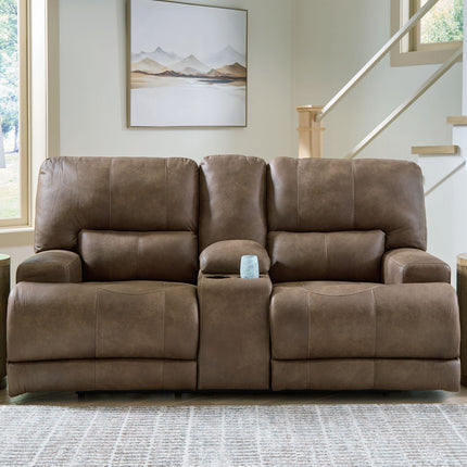 Beckley Place - Power Reclining Loveseat With Console / Adjustable Headrest - Earth