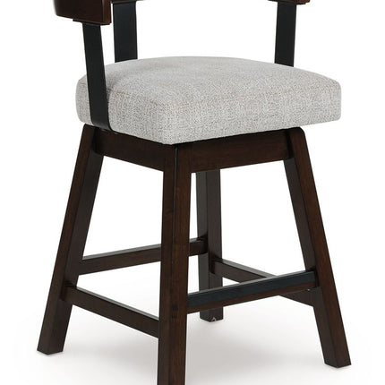 Haddigan - Upholstered Swivel Barstool (Set of 2) - Dark Brown