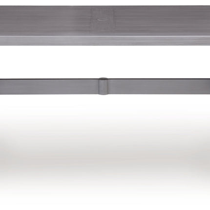 Half Moon Beach - Rectangular Dining Table With Umbrella Option - Gray